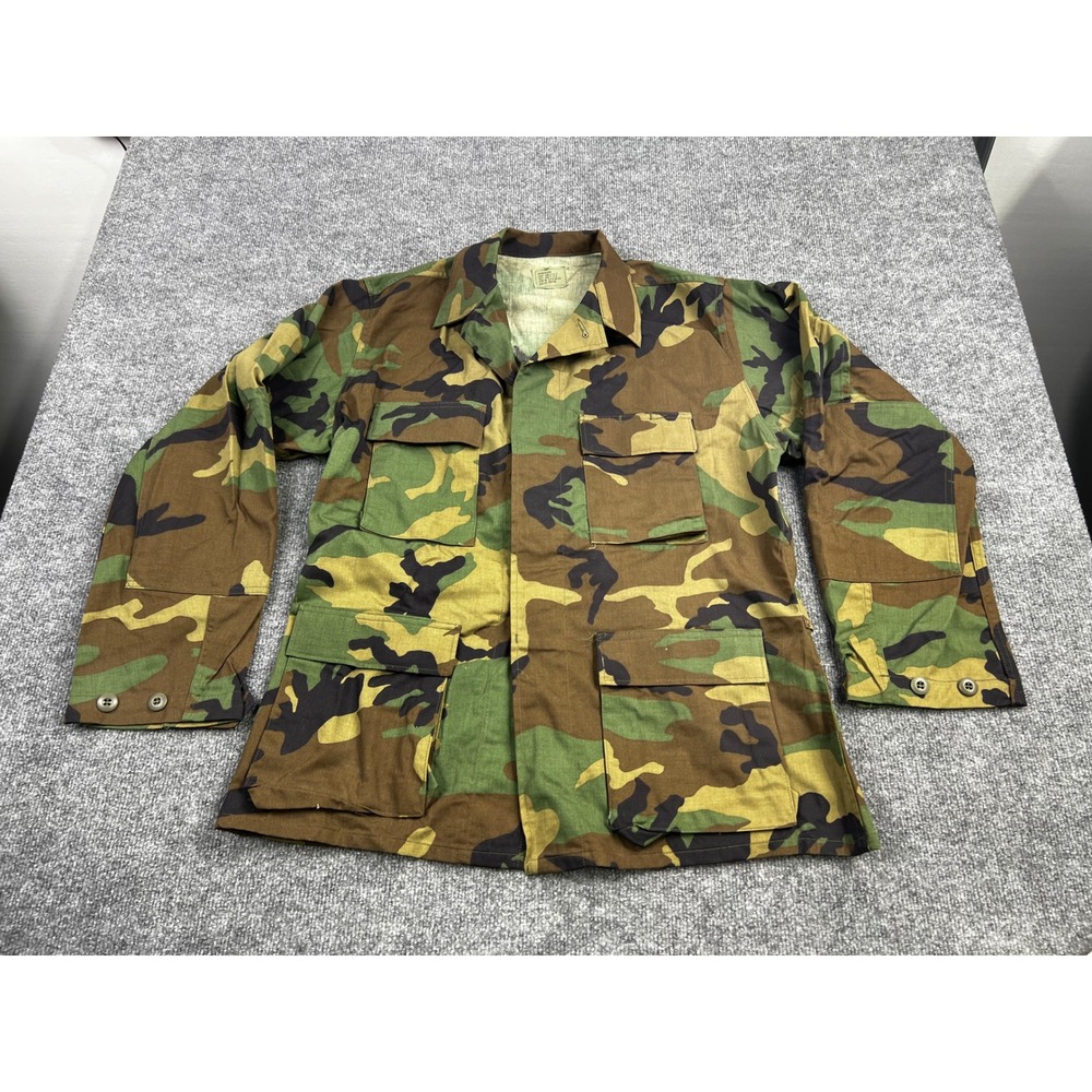 Vintage US Military Woodland Camo Combat Coat Jacket Medium Regular Edcar BDU